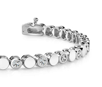 Classic Alternating Circle And Diamond Bracelet with 0.96 ct.(finished) 2.25mm - Luxury Time NYC