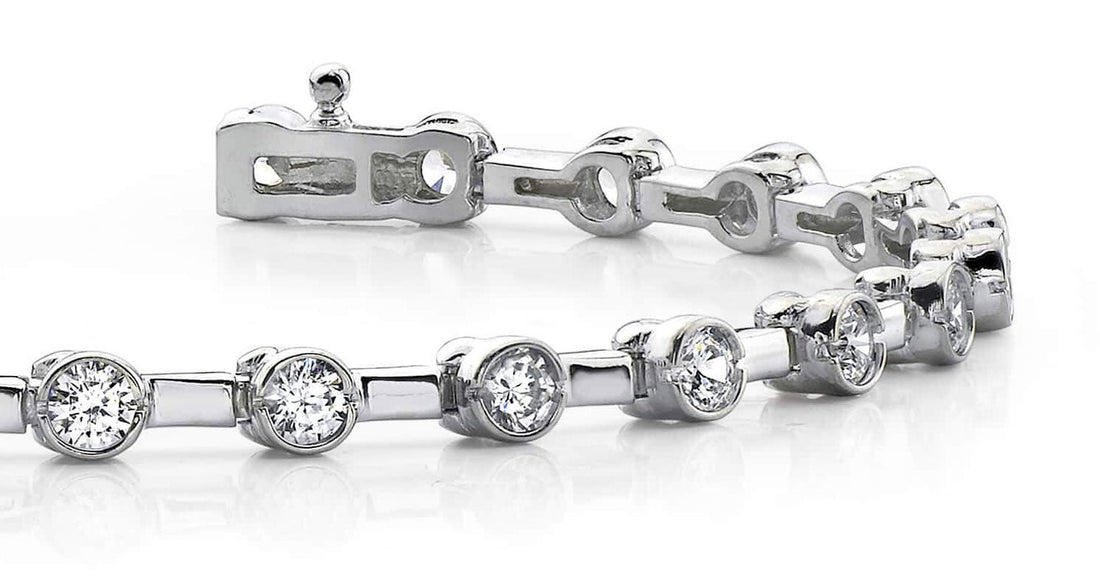 Classic Column Link Bezel Set Diamond Bracelet with 1.02 ct.(finished) 2mm - Luxury Time NYC