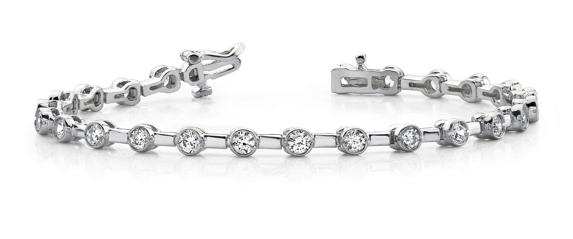 Classic Column Link Bezel Set Diamond Bracelet with 3.96 ct.(finished) 3.7mm - Luxury Time NYC