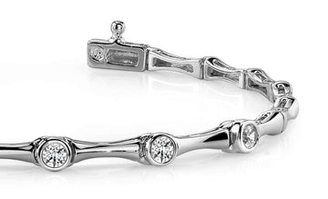 Classic Column Link Five Diamond Bracelet with 1.00 ct.(finished) 3.8mm - Luxury Time NYC