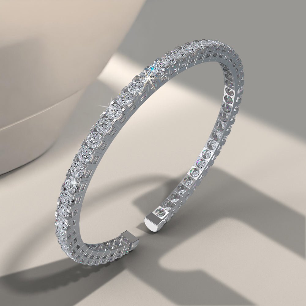 Classic Four Prong Flexible Lab - Grown Diamond Bangle with 4.68 ct.(finished) 2.8mm - Luxury Time NYC