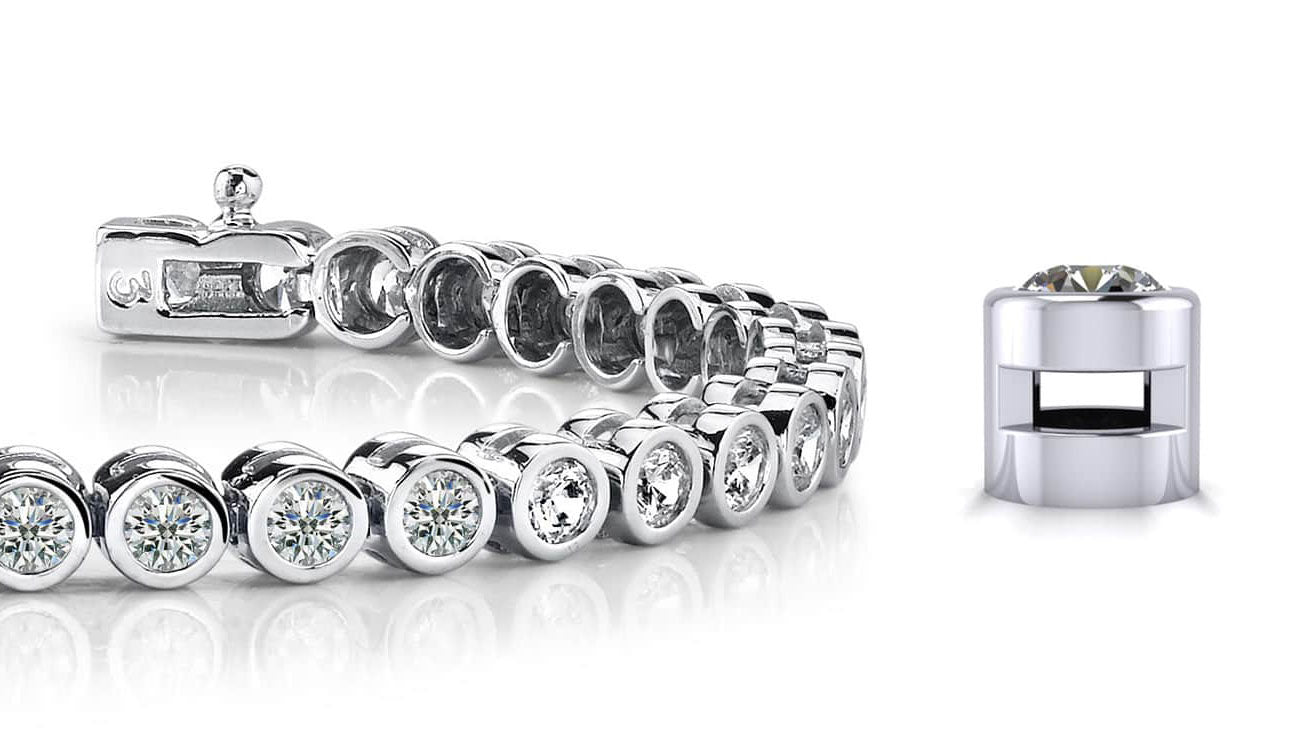 Classic Round Bezel Set Diamond Tennis Bracelet with 2.08 ct.(finished) 2.25mm - Luxury Time NYC