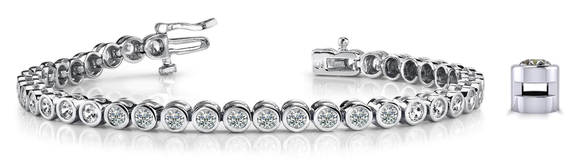 Classic Round Bezel Set Diamond Tennis Bracelet with 3.44 ct.(finished) 2.75mm - Luxury Time NYC