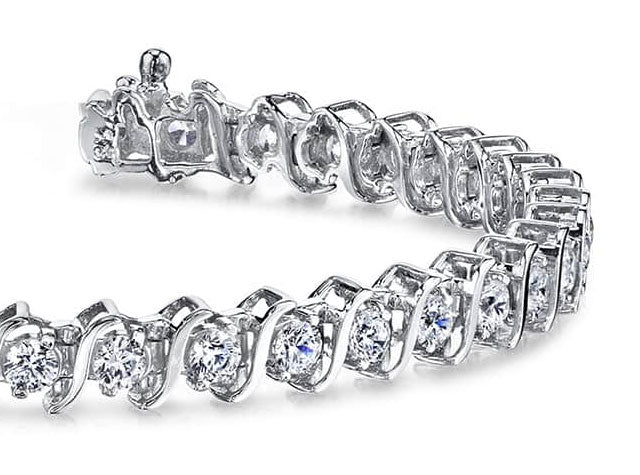 Classic S Shaped Diamond Tennis Bracelet with 3.08 ct.(finished) 2.5mm - Luxury Time NYC