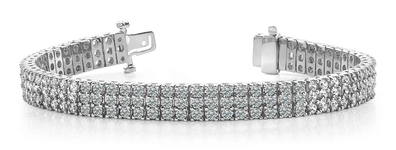 Classic Three Row Diamond Bracelet with 3.38 ct.(finished) 1.5mm - Luxury Time NYC