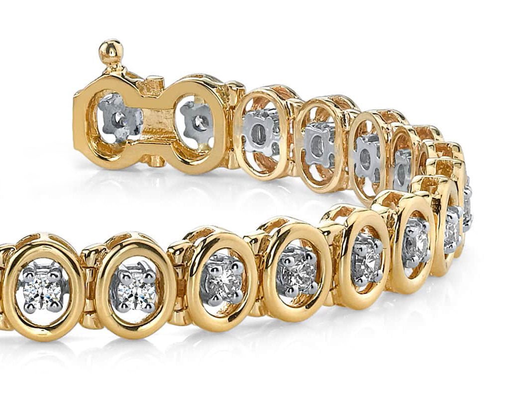 Classic Two Tone Oval Link Diamond Bracelet with 1.86 ct.(finished) 2.5mm - Luxury Time NYC