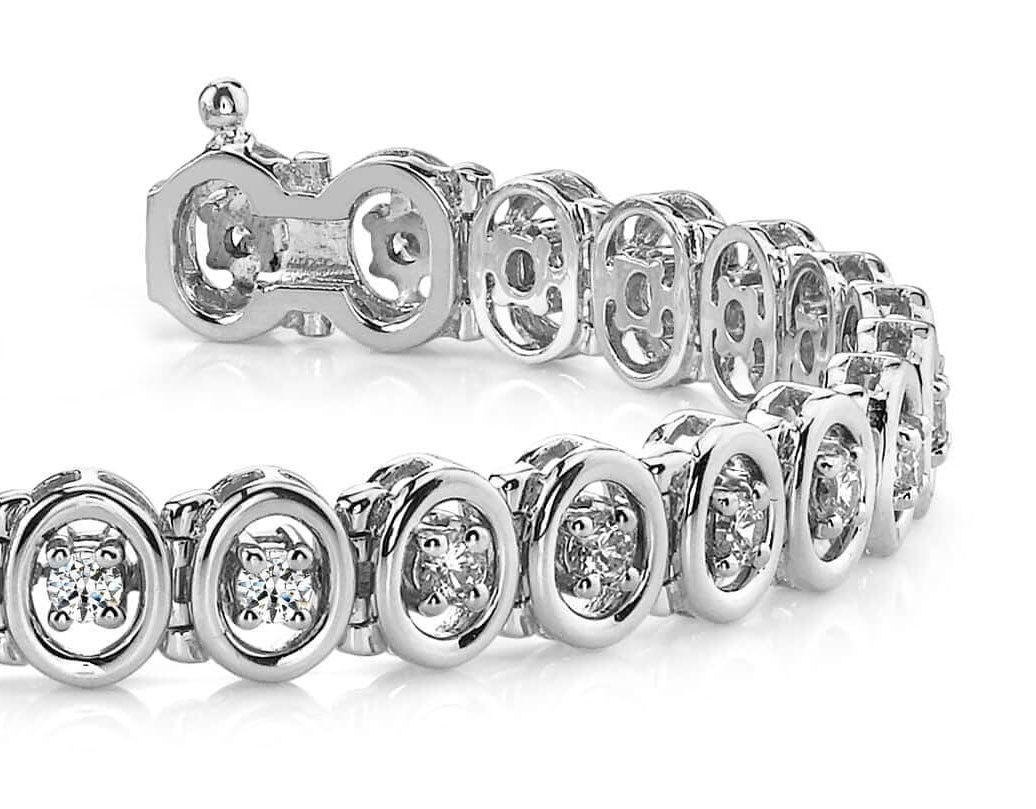 Classic Two Tone Oval Link Diamond Bracelet with 1.86 ct.(finished) 2.5mm - Luxury Time NYC