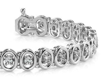 Classic Two Tone Oval Link Diamond Bracelet with 2.24 ct.(finished) 2.75mm - Luxury Time NYC