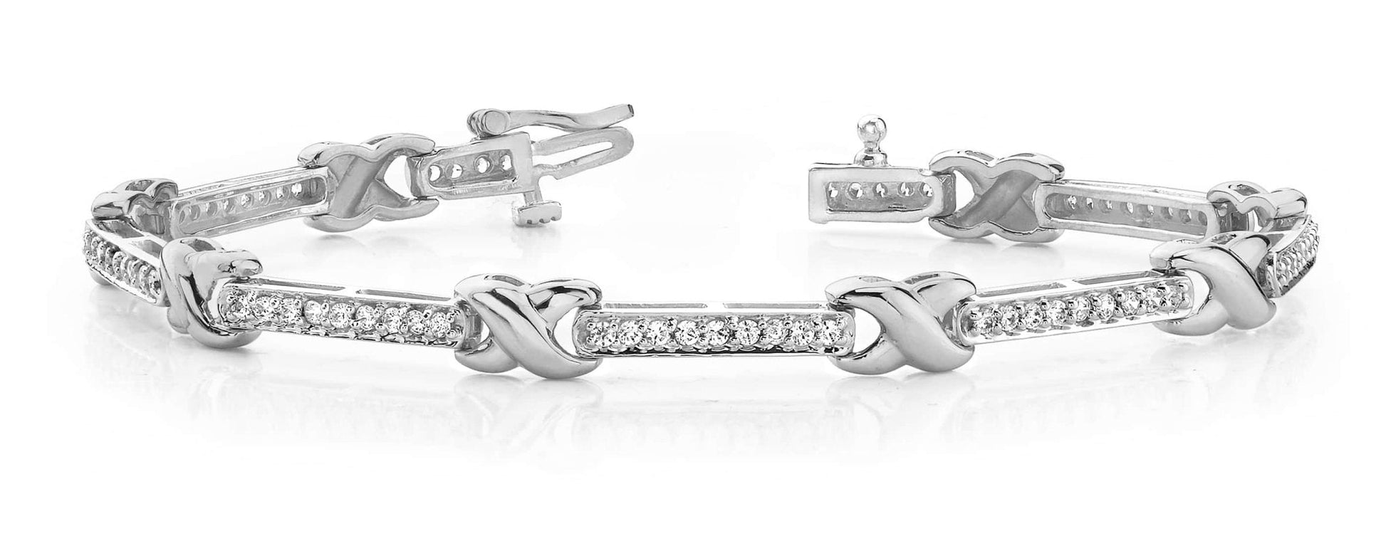 Classic Wavy X And Diamond Bracelet with 1.44 ct.(finished) 1.5mm - Luxury Time NYC