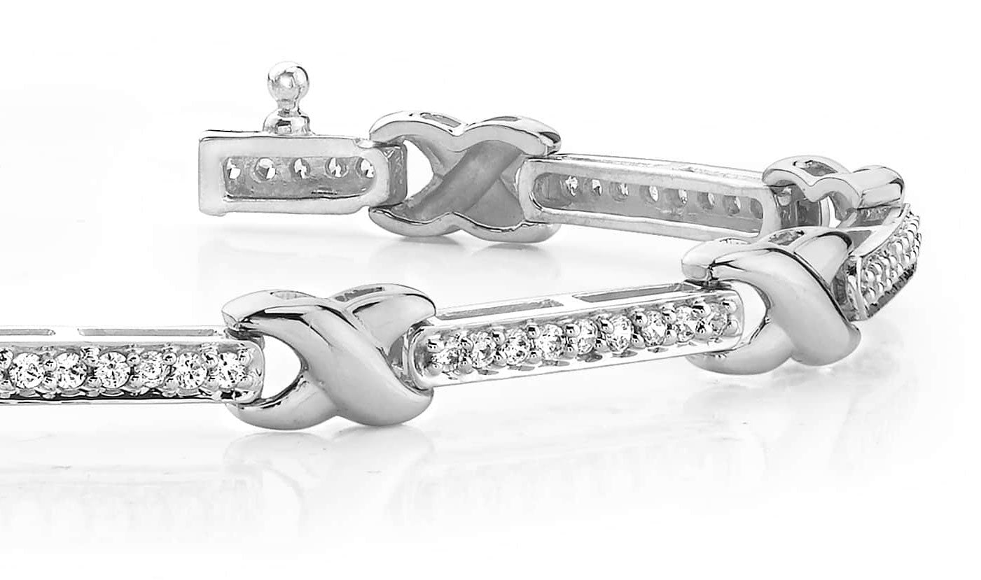 Classic Wavy X And Lab - Grown Diamond Bracelet with 1.44 ct.(finished) 1.5mm - Luxury Time NYC