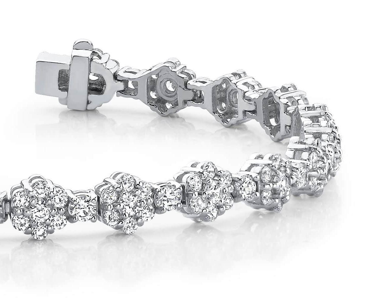 Cluster Flower Link Lab - Grown Diamond Bracelet with 4.21 ct.(finished) 1.5mm, 2mm, 2.5mm - Luxury Time NYC