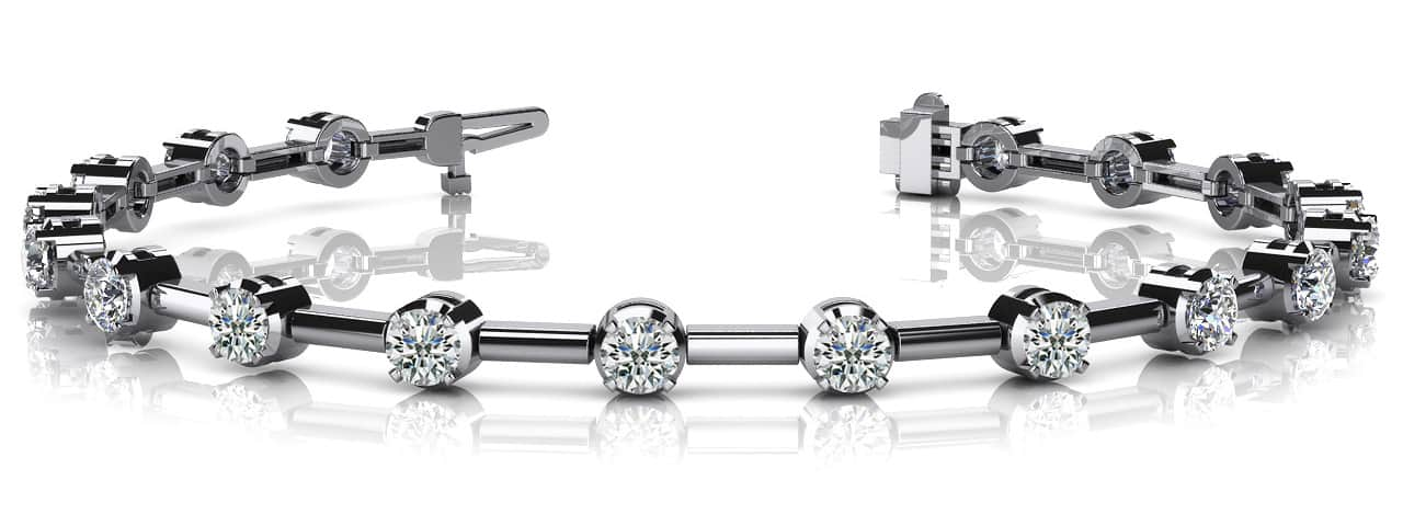 Column Link Round Diamond Bracelet with 2.88 ct.(finished) 3.5mm - Luxury Time NYC