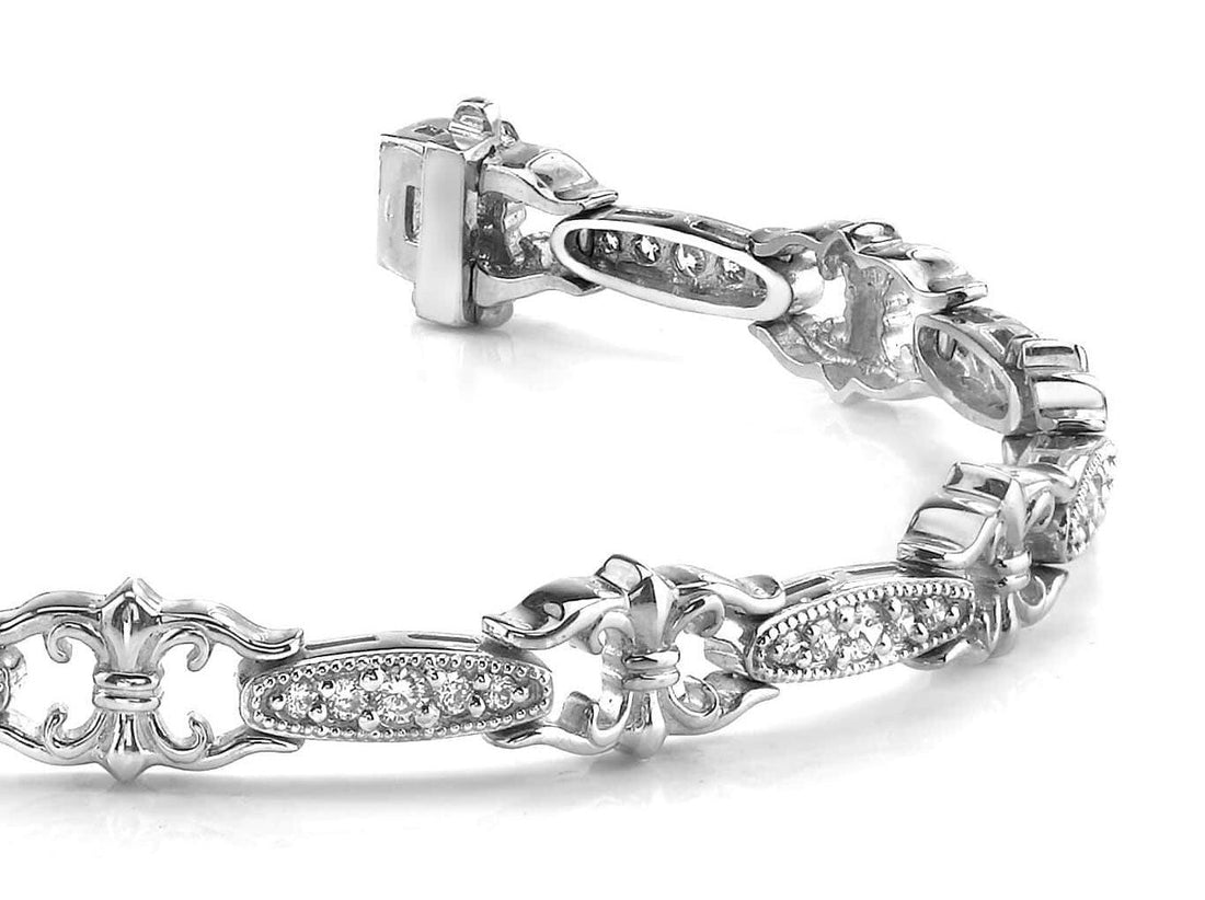 Crown Link Diamond Bracelet with 1.00 ct.(finished) 1.25mm, 1.5mm, 2.0mm - Luxury Time NYC