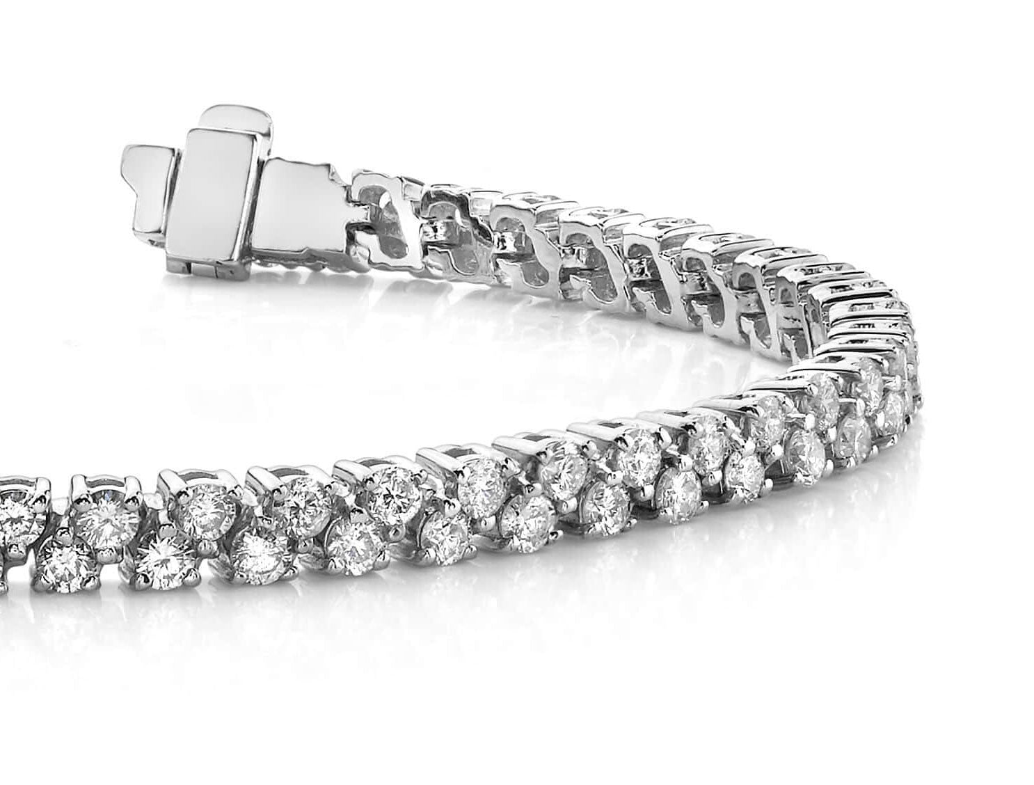 Diamond Checkerboard Two Row Tennis Bracelet Lab - Grown Diamond with 3.36 ct.(finished) 2mm - Luxury Time NYC