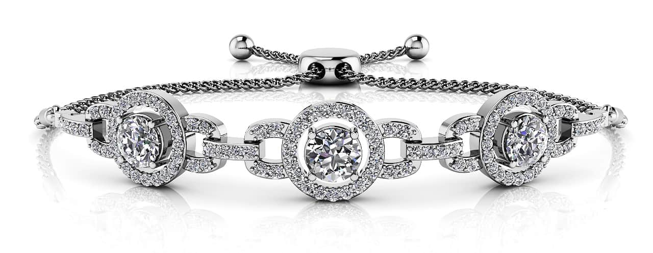 Diamond Circles Adjustable Diamond Bracelet with 1.39 ct.(finished) 1.1mm, 4mm - Luxury Time NYC