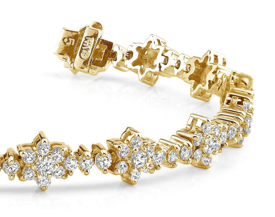 Diamond Cluster Bracelet Lab - Grown Diamond with 5.10 ct.(finished) 1.9mm, 2.2mm, 2.6mm - Luxury Time NYC