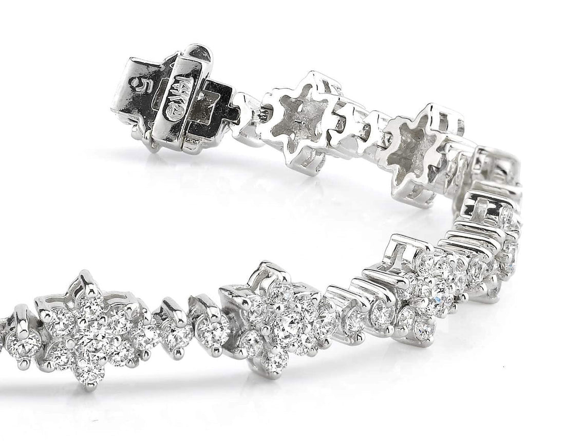 Diamond Cluster Bracelet Lab - Grown Diamond with 5.10 ct.(finished) 1.9mm, 2.2mm, 2.6mm - Luxury Time NYC