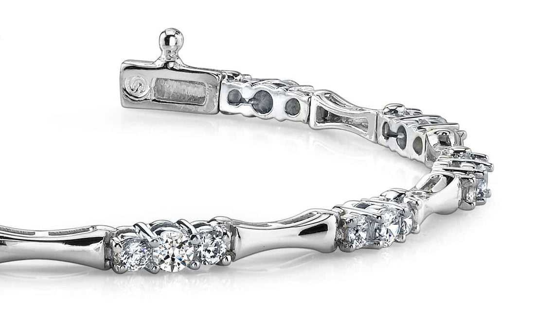 Diamond Column Link Diamond Bracelet with 1.50 ct.(finished) 1.9mm, 2.9mm - Luxury Time NYC