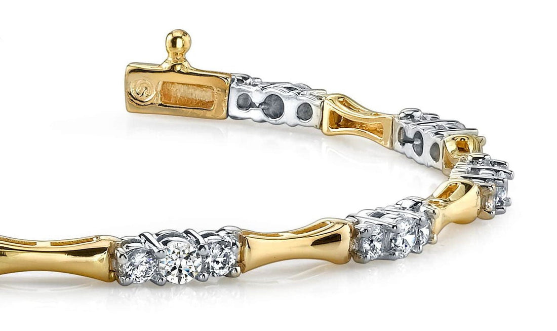 Diamond Column Link Diamond Bracelet with 1.50 ct.(finished) 1.9mm, 2.9mm - Luxury Time NYC