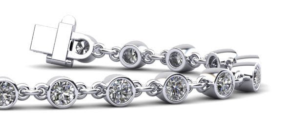 Diamond Drops Chain Link Bezel Diamond Bracelet with 1.56 ct.(finished) 2.5mm - Luxury Time NYC