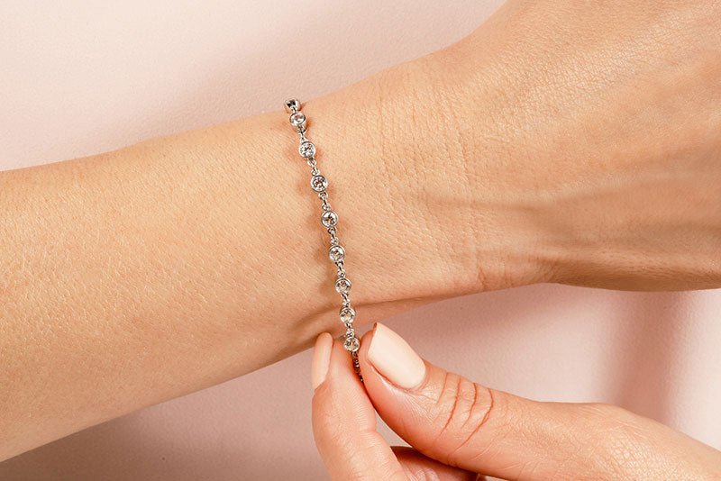 Diamond Drops Single Link Bezel Lab - Grown Diamond Bracelet with 3.15 ct.(finished) 3mm - Luxury Time NYC