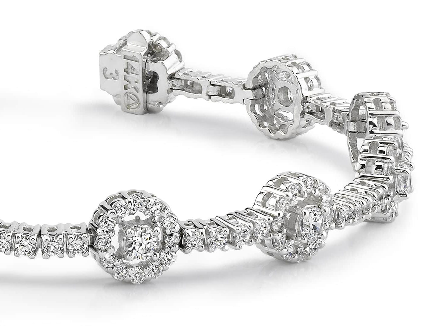 Diamond Halo Link Diamond Bracelet with 4.02 ct.(finished) 1.4mm, 1.7mm, 3mm - Luxury Time NYC