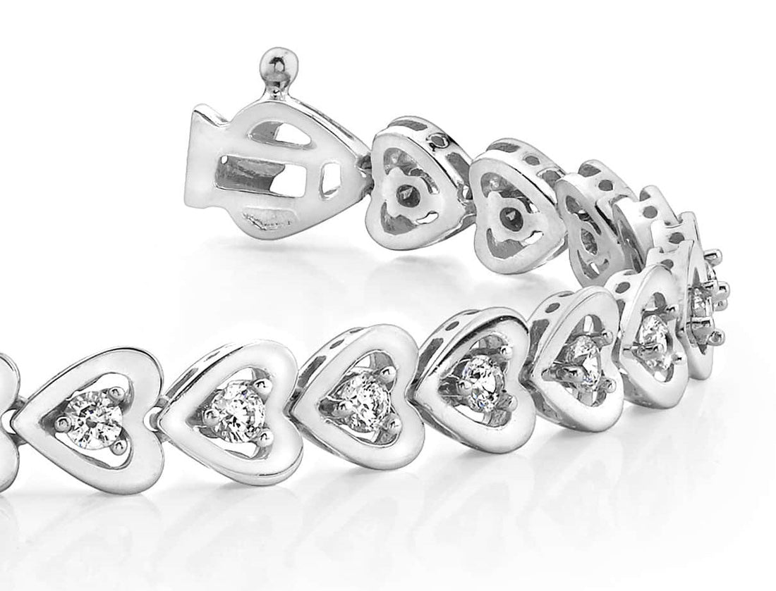 Diamond Heart Link Diamond Bracelet with 1.44 ct.(finished) 2.7mm - Luxury Time NYC