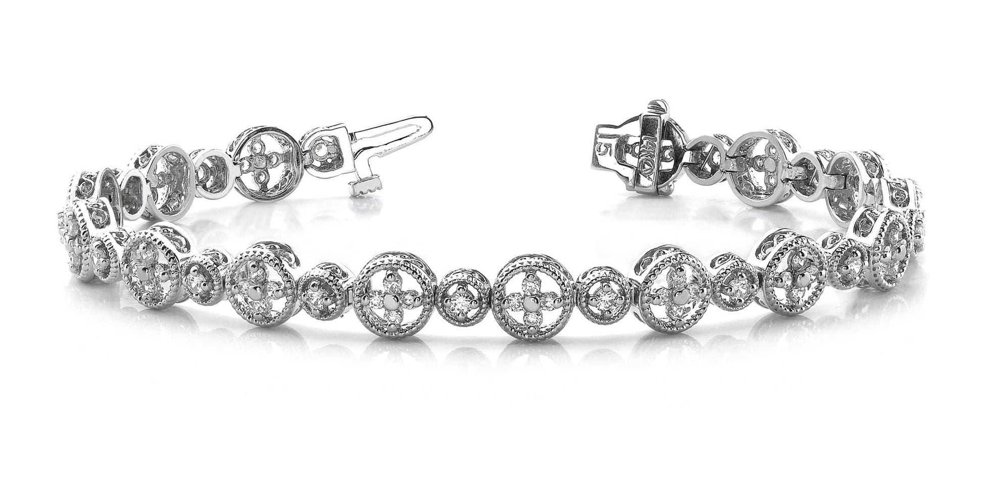 Diamond Sand Dollar Diamond Bracelet with 2.03 ct.(finished) 1.8mm, 2.2mm - Luxury Time NYC