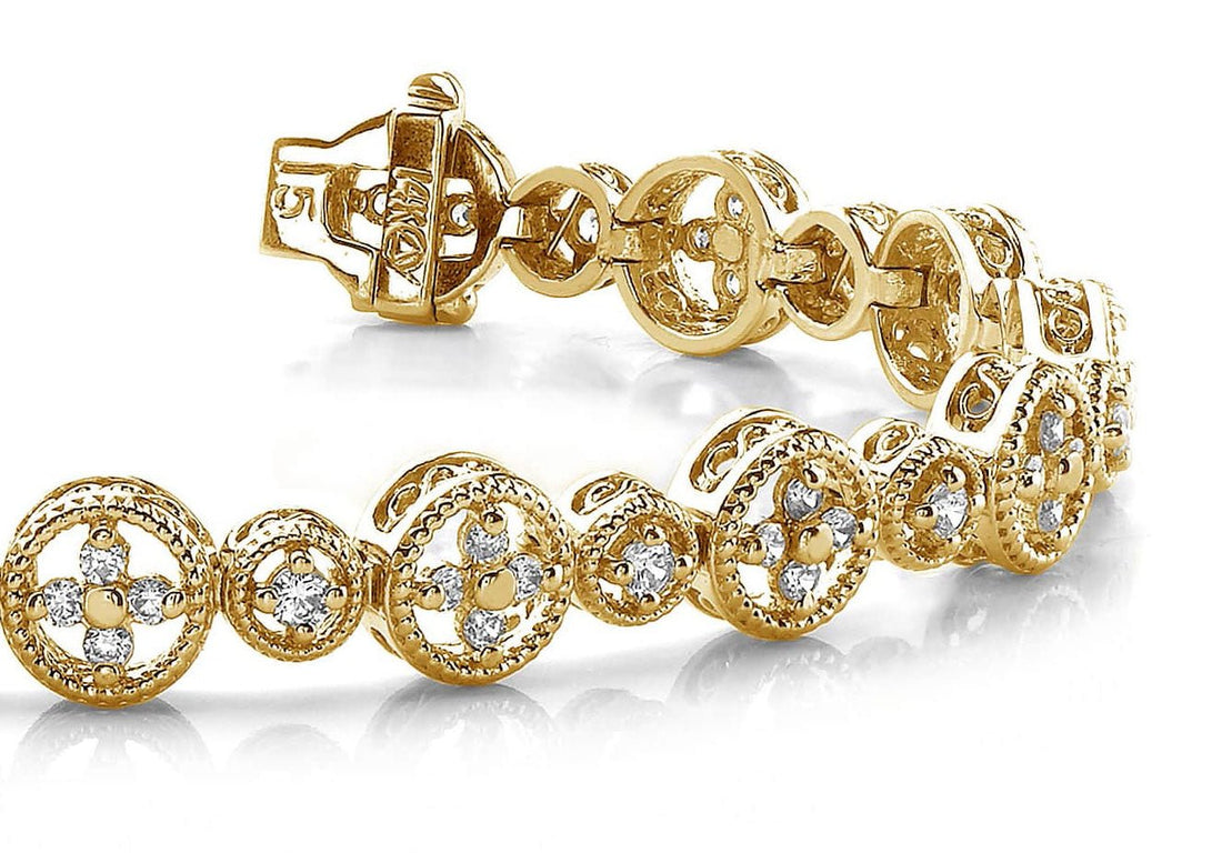 Diamond Sand Dollar Diamond Bracelet with 2.03 ct.(finished) 1.8mm, 2.2mm - Luxury Time NYC