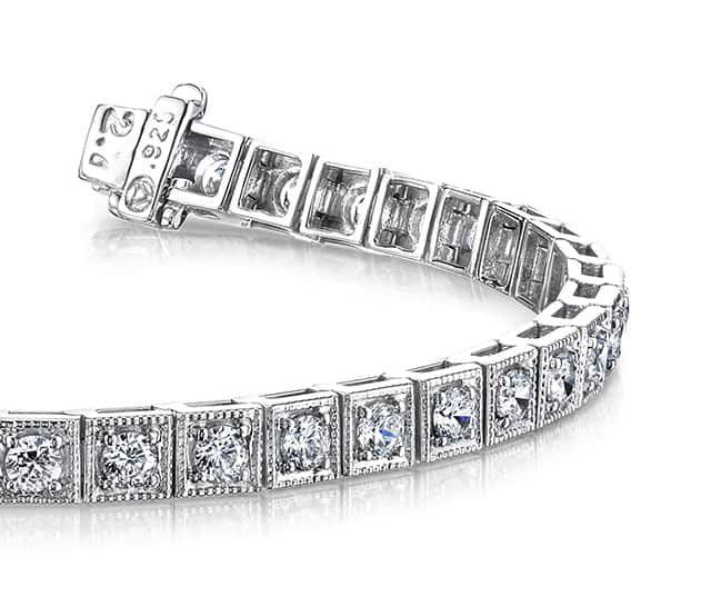 Diamond Square Link Diamond Bracelet with 0.80 ct.(finished) 1.5mm - Luxury Time NYC