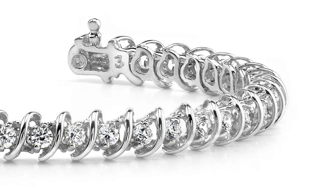 Diamond Swirl Link Diamond Tennis Bracelet with 0.44 ct.(finished) 1.0mm - Luxury Time NYC