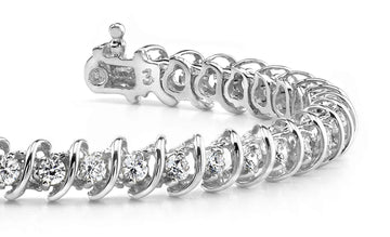 Diamond Swirl Link Diamond Tennis Bracelet with 10.08 ct.(finished) 4.8mm - Luxury Time NYC