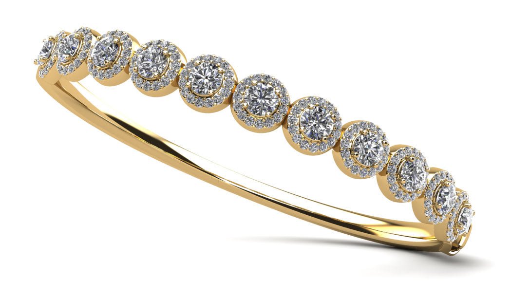 Divinely Dazzling Halo Bangle Diamond Bracelet with 2.56 ct.(finished) 1mm, 3.2mm - Luxury Time NYC