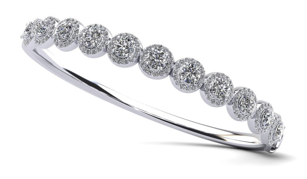 Divinely Dazzling Halo Bangle Diamond Bracelet with 2.56 ct.(finished) 1mm, 3.2mm - Luxury Time NYC