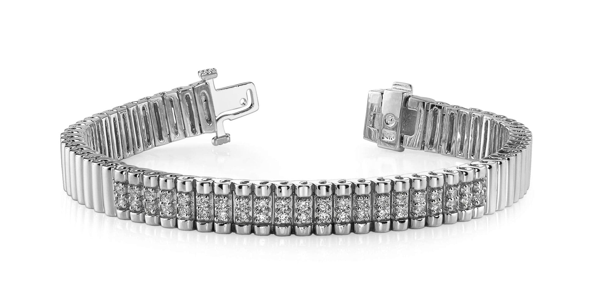 Double Center Strand Diamond Bracelet with 0.65 ct.(finished) 1.3mm - Luxury Time NYC