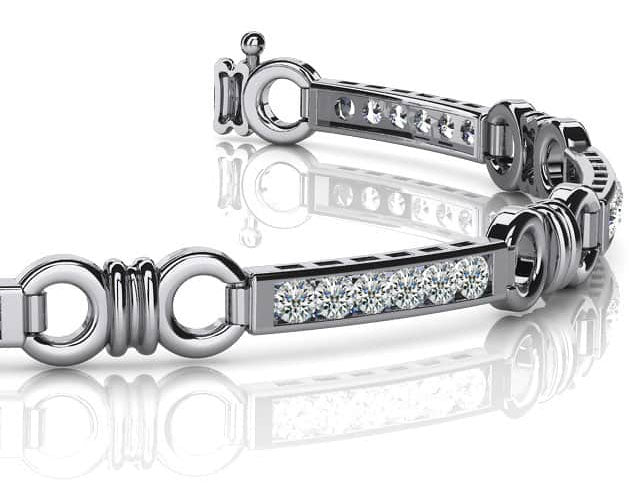 Double Circle Channel Diamond Bracelet with 1.08 ct.(finished) 2.0mm - Luxury Time NYC