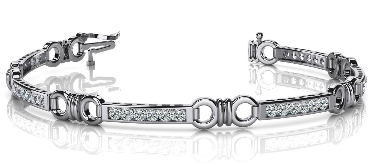 Double Circle Channel Diamond Bracelet with 1.65 ct.(finished) 2.5mm - Luxury Time NYC