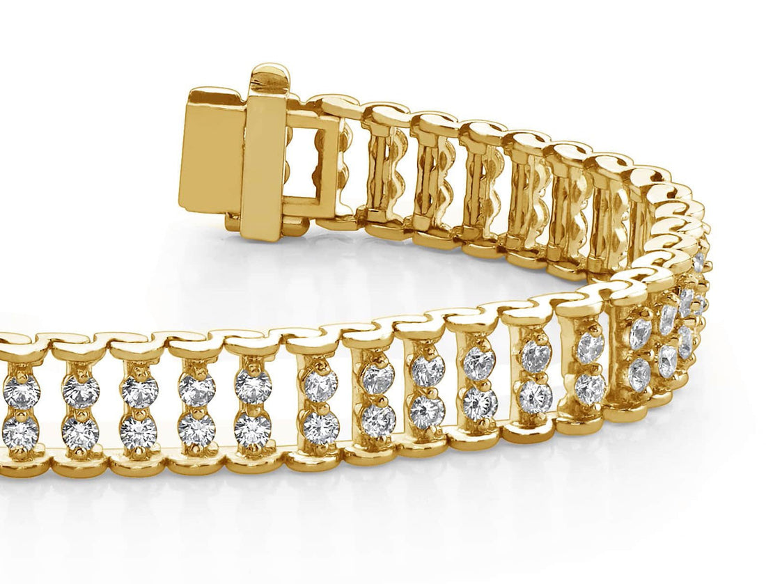 Double Diamond Candlestick Bracelet Lab - Grown Diamond with 2.01 ct.(finished) 1.7mm - Luxury Time NYC