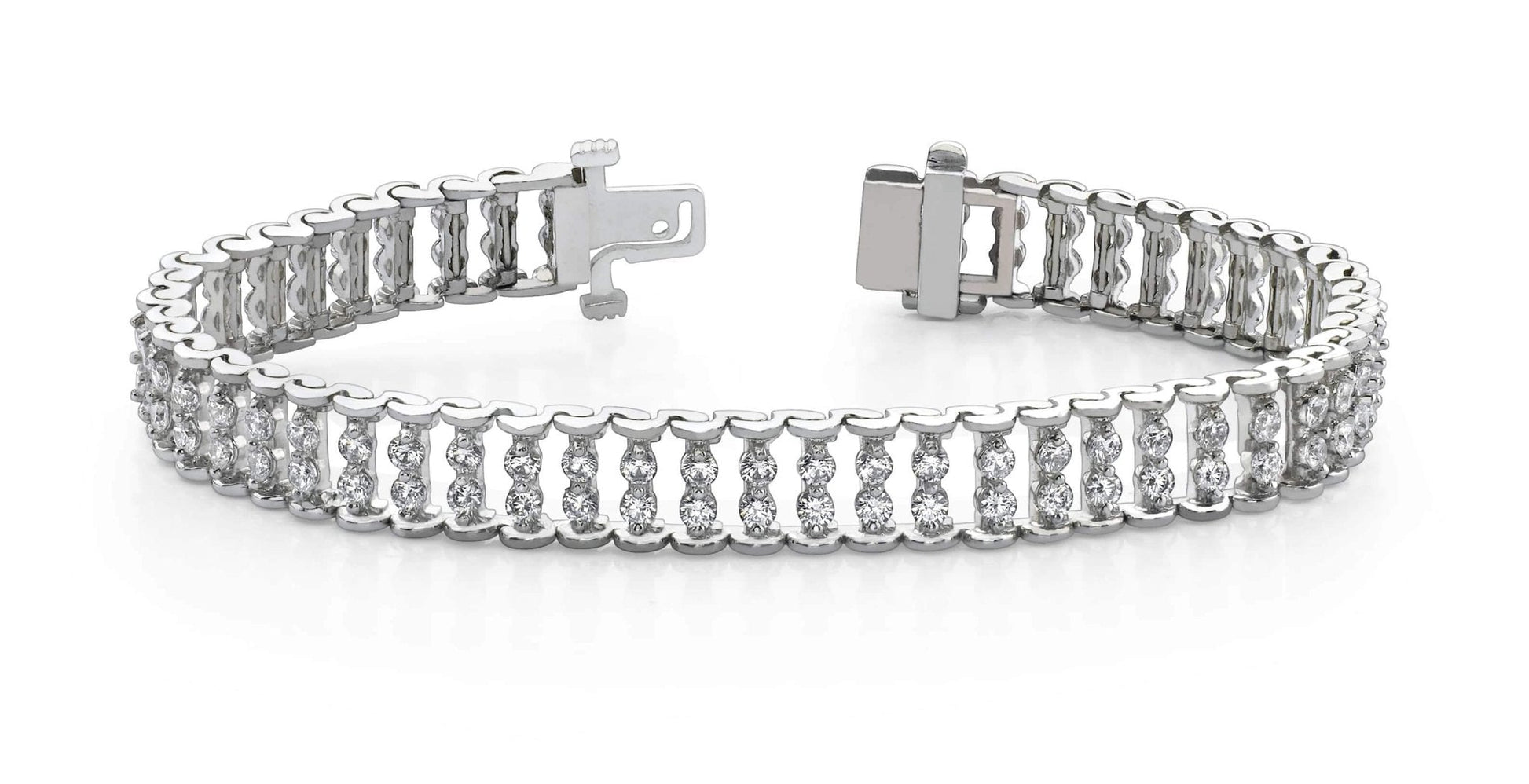 Double Diamond Candlestick Bracelet Lab - Grown Diamond with 3.02 ct.(finished) 1.9mm - Luxury Time NYC