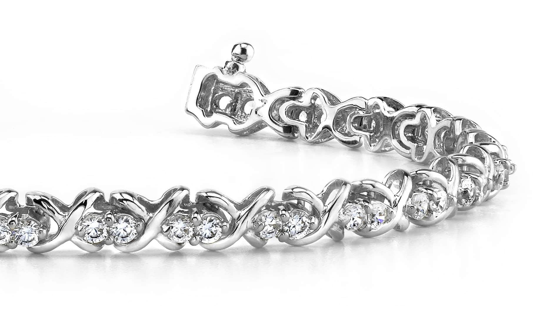 Double Diamond X Link Diamond Bracelet with 1.23 ct.(finished) 1.8mm - Luxury Time NYC