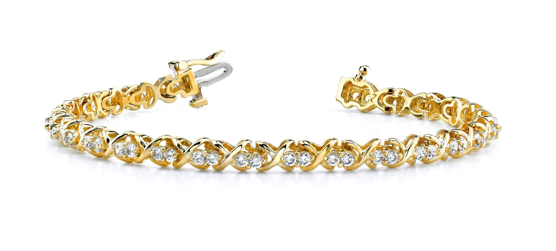 Double Diamond X Link Diamond Bracelet with 1.23 ct.(finished) 1.8mm - Luxury Time NYC