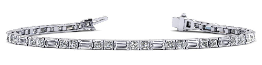 Double Princess and Baguette Diamond Bracelet with 5.25 ct.(finished) 4x2mm, 2.5mm - Luxury Time NYC