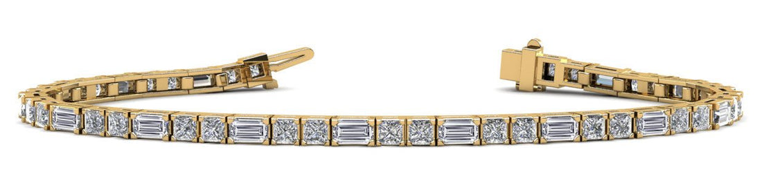 Double Princess and Baguette Diamond Bracelet with 5.25 ct.(finished) 4x2mm, 2.5mm - Luxury Time NYC