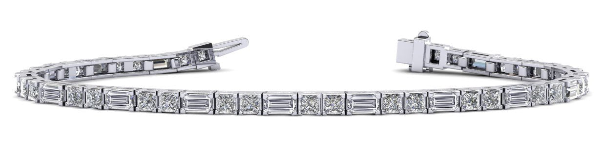 Double Princess and Baguette Lab - Grown Diamond Bracelet with 5.25 ct.(finished) 4x2mm, 2.5mm - Luxury Time NYC