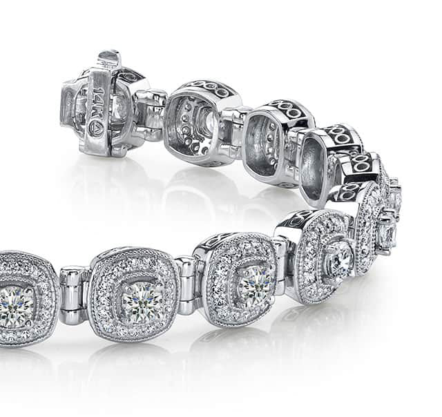 Fanciful Round Diamond Bracelet With Tube Links Diamond with 3.68 ct.(finished) 1.1mm, 2.8mm - Luxury Time NYC