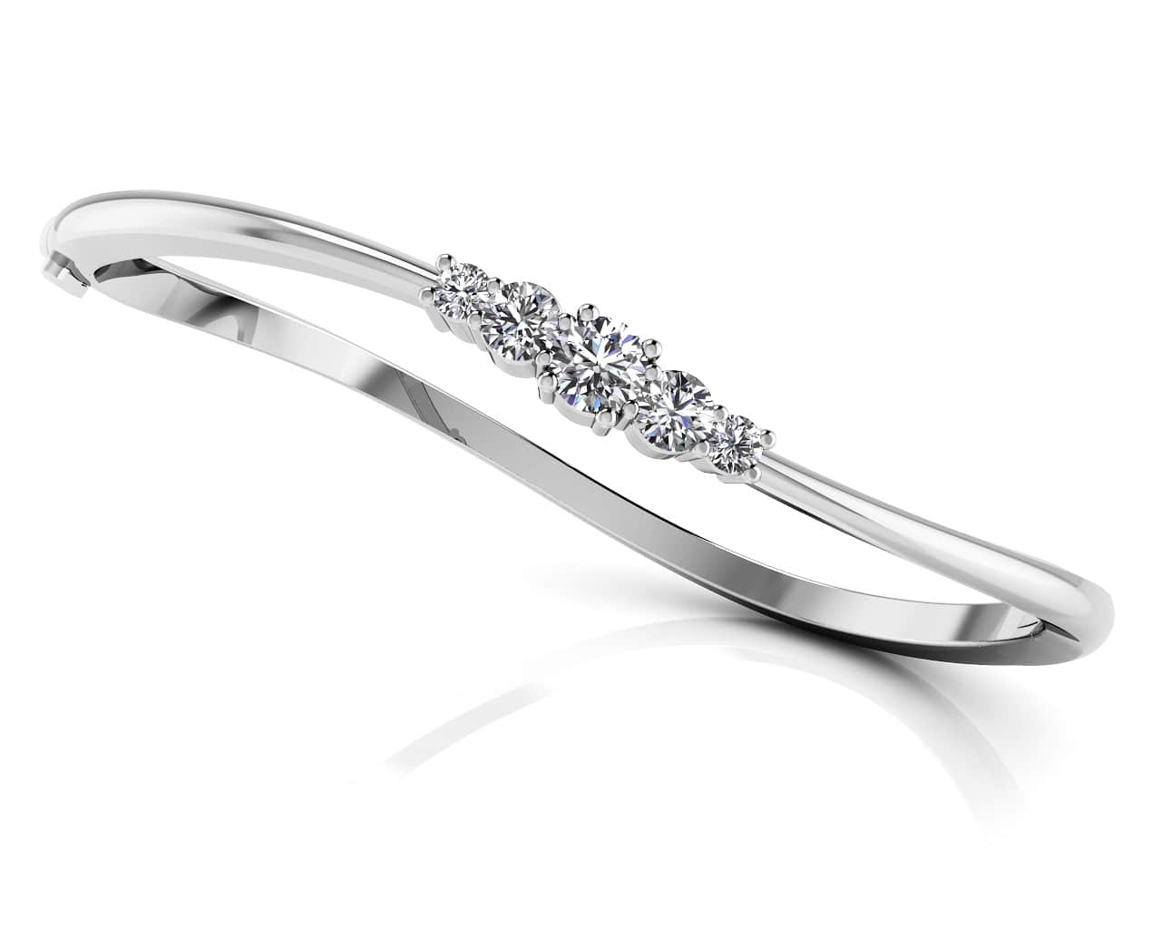 Fancy Five Curved Diamond Bangle with 0.73 ct.(finished) 2.4mm, 3.5mm, 4.3mm - Luxury Time NYC