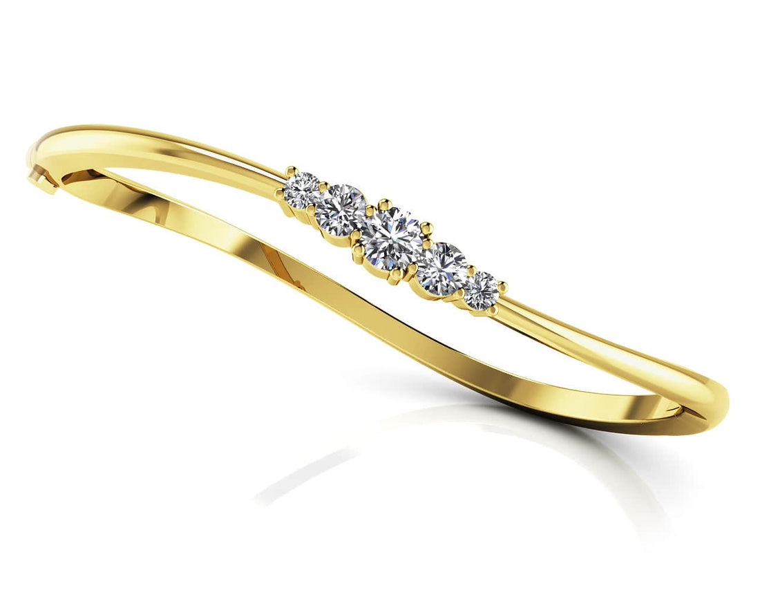 Fancy Five Curved Lab - Grown Diamond Bangle with 0.73 ct.(finished) 2.4mm, 3.5mm, 4.3mm - Luxury Time NYC