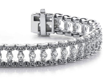 Filigree Diamond Candlestick Diamond Bracelet with 1.09 ct.(finished) 1.7mm - Luxury Time NYC