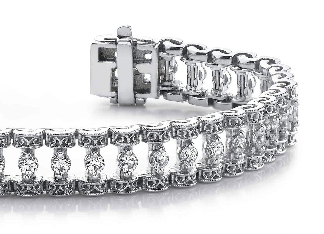 Filigree Diamond Candlestick Diamond Bracelet with 1.57 ct.(finished) 2mm - Luxury Time NYC