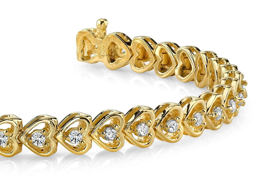 Floating Diamond Heart Diamond Bracelet with 0.82 ct.(finished) 1.5mm - Luxury Time NYC